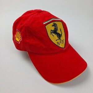 Ferrari Hat Strapback Cap Mens Red Yellow Shell V Power Auto Racing Casual